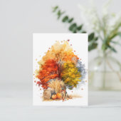 Watercolor Fall Dog Design - Deutscher Hirte Postkarte (Stehend Vorderseite)