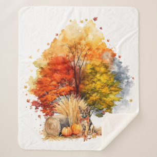 Watercolor Fall Dog Design - Deutscher Hirte Sherpadecke