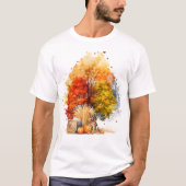 Watercolor Fall Dog Design - Deutscher Hirte T-Shirt (Vorderseite)