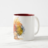 Watercolor Fall Dog Design - Deutscher Hirte Zweifarbige Tasse (VorderseiteRechts)