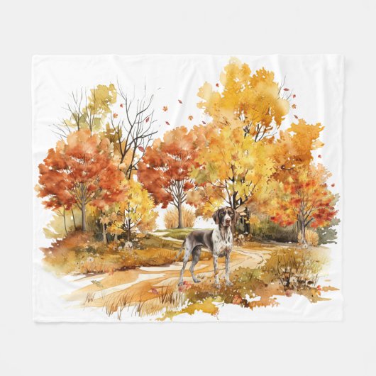 Watercolor Fall Dog Design - deutscher Zeiger Fleecedecke (Vorderseite (Horizontal))