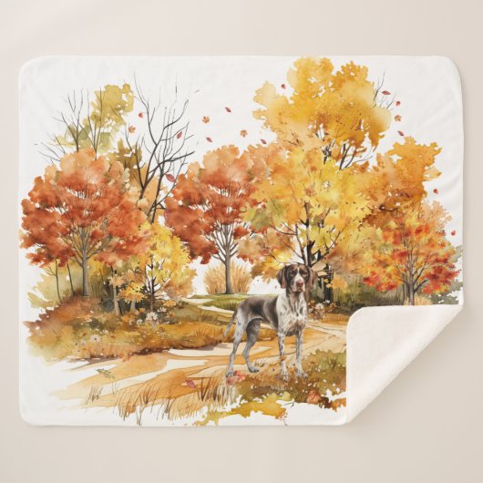 Watercolor Fall Dog Design - deutscher Zeiger Sherpadecke (Vorderseite (Horizontal))