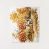 Watercolor Fall Dog Design - deutscher Zeiger Wandteppich (Vorderseite)