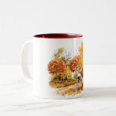 Watercolor Fall Dog Design - deutscher Zeiger Zweifarbige Tasse (Vorderseite Links)