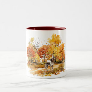 Watercolor Fall Dog Design - deutscher Zeiger Zweifarbige Tasse