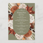 watercolor fall floral frame thanksgiving menu menükarte (Vorderseite)