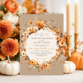 Watercolor Fall Floral Rustic Kraft Autumn Wedding Einladung