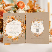 Watercolor Fall Floral Rustic Kraft Autumn Wedding Einladung