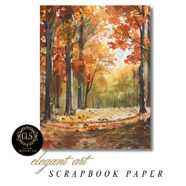 Watercolor Fall Forest Scrapbook Paper 