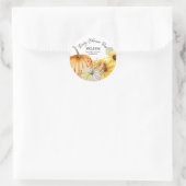 Watercolor Fall Harvest Pumpkin Sunflower Baby Runder Aufkleber (Tasche)