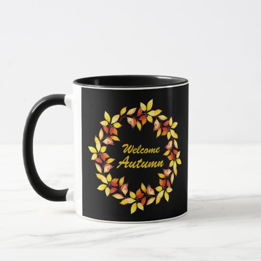 Watercolor Fall Herbst lässt Schwarz Tasse (Links)