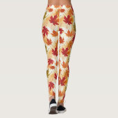Watercolor Fall Leaves Pattern Leggings (Rückseite)