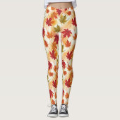 Watercolor Fall Leaves Pattern Leggings (Vorderseite)