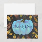 Watercolor Fall Pumpkin Blue Danke Karte (Vorne/Hinten)