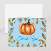 Watercolor Fall Pumpkin Blue Danke Karte (Vorne/Hinten)