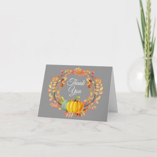 Watercolor Fall Pumpkin Danke Karte (Vorderseite)