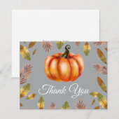 Watercolor Fall Pumpkin Gray Danke Karte (Vorne/Hinten)