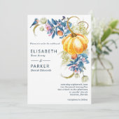 Watercolor Fall Pumpkin Hochzeit Einladung (Stehend Vorderseite)