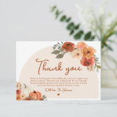 Watercolor Fall Pumpkin Wedding Danke Karte (Stehend Vorderseite)