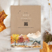 Watercolor Fall Tree Mountain Rustic Kraft Wedding Einladung
