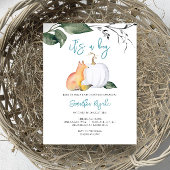 Watercolor Fall Woodland Baby Boy Dusche Einladung