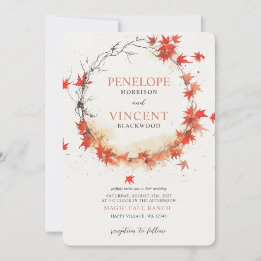 Watercolor Fall Wreath Einladung (Vorderseite)