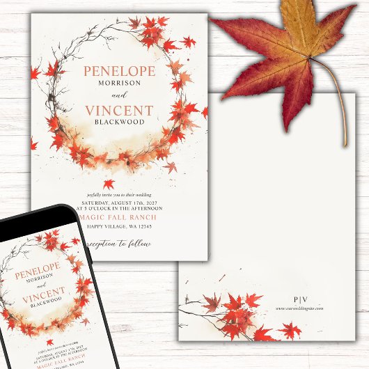 Watercolor Fall Wreath Einladung