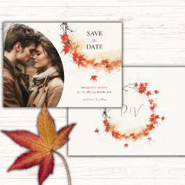 Watercolor Fall Wreath Save The Date