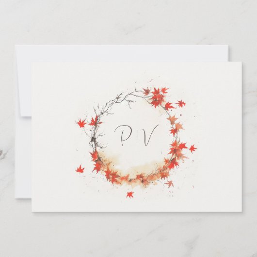 Watercolor Fall Wreath Save The Date (Rückseite)