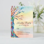 Watercolor Family Tree Taufe Christening UAWG RSVP Karte (Stehend Vorderseite)