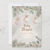 Watercolor fancy floral bow pink baby shower einladung (Vorderseite)