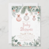 Watercolor fancy floral bow pink baby shower einladung (Vorderseite)