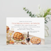 Watercolor Fancy Table Classic Thanksgiving Dinner Einladung (Stehend Vorderseite)