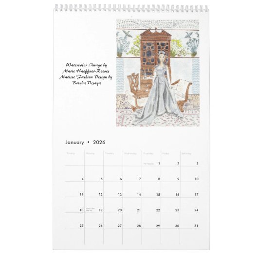 Watercolor Fantasies by MHHR 2026 Calendar Kalender (Jan 2026)