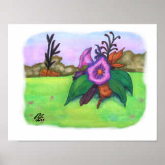 Watercolor Fantasy Blume Watercolor Poster