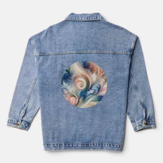Watercolor Fantasy Floral Romantisches Muster Jeansjacke (Rückseite)