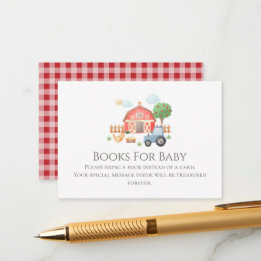 Watercolor Farm Animals Baby Shower Books for Baby Begleitkarte