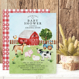 Watercolor Farm Animals Baby Shower Invitation Einladung