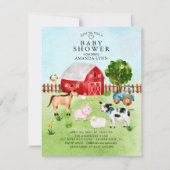 Watercolor Farm Animals Baby Shower Invitation Einladung (Vorderseite)