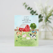 Watercolor Farm Animals Baby Shower Invitation Einladung (Stehend Vorderseite)