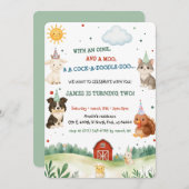 Watercolor Farm Animals Party Barnyard Birthday Einladung (Vorne/Hinten)