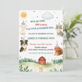 Watercolor Farm Animals Party Barnyard Birthday Einladung (Stehend Vorderseite)