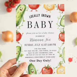 watercolor Farm Fresh Garden Cute Baby Shower Einladung