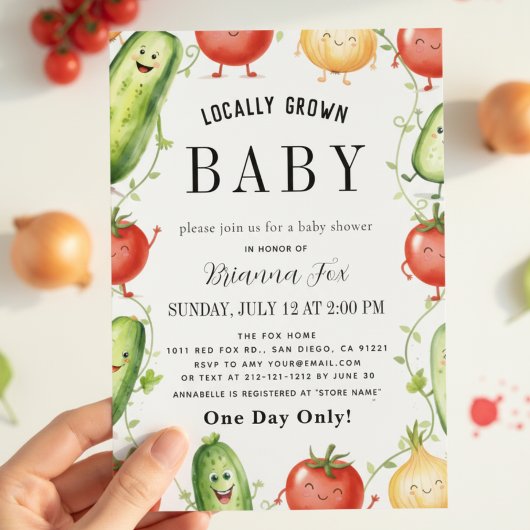 watercolor Farm Fresh Garden Cute Baby Shower Einladung