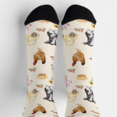 Watercolor Farm Scene Seamless Pattern Socken (Oben)