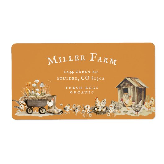 Watercolor Farm Vintage Script Egg Carton Label (Vorne)
