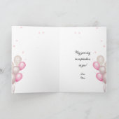 Watercolor Fashionista Chic Pink Happy Birthday Karte (Innenseite)