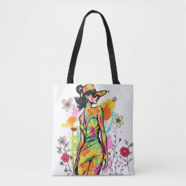Watercolor Fashionista - Chic Sommer Floral Pop Ar Tasche