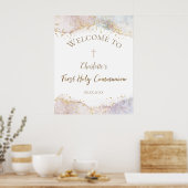 watercolor faux glitter First Communion welcome  Poster (Küche)