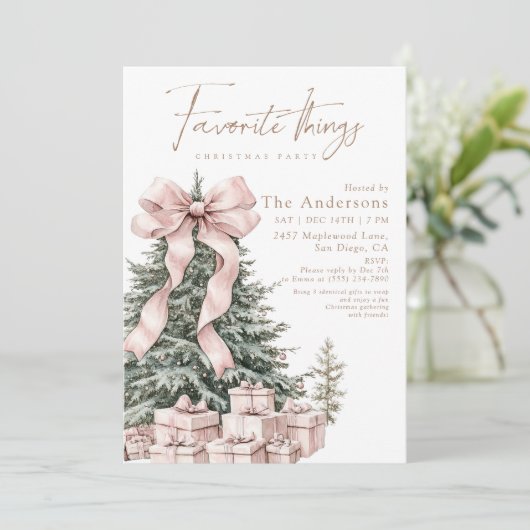 Watercolor Favorite Things Christmas Party Einladung (Stehend Vorderseite)